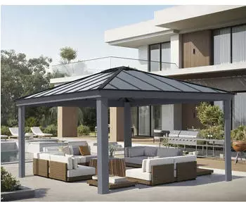 Palram Canopia Dallas Garden Gazebo 306,7x483,7x422cm Anthrazit – Robuste Konstruktion für langanhaltende Freude