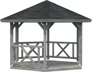 Palmako Holz-Pavillon Betty impr&auml;gniert 337x337cm ohne Fu&szlig;boden Grau