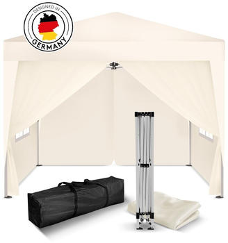 Kronenburg Faltpavillon 2x2m wasserdicht mit 4 Seitenteilen champagner
