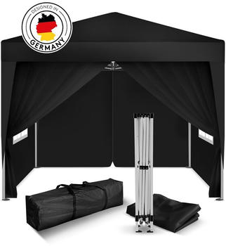 Kronenburg Faltpavillon 2x2m wasserdicht mit 4 Seitenteilen schwarz