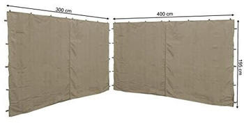 QUICK STAR 2 Seitenteile mit RV 300/400x195cm für Pavillon 3x4m Beige
