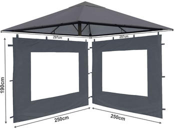 QUICK STAR Set Ersatzdach und 2 Seitenteile für Garten Pavillon 3x3m Grau
