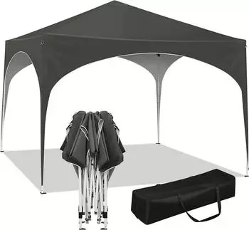 Woltu Pavillon Pop-Up Oxford Metallrahmen 3x3m Grau (PVL0003gr)