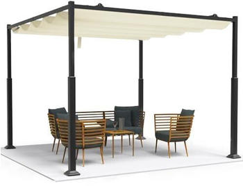 Vounot Pergola Pavillon 3 x 3 m Stahl Beige (8602791903581)
