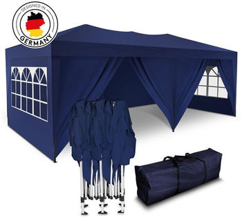 Kronenburg Faltpavillon 3 x 6 m wasserfest 6 Seitenteile UV-Schutz 50+ blau