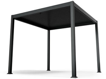 Blumfeldt LuminaHaven Lamellen-Pergola 3 x 3 m mit wasserdichten Stahllamellen schwarz
