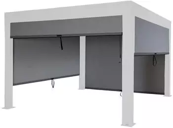 Mendler Seitenwand für Pergola MCW-L46 Rollo Stoff/Textil sturmfest 3 x 4 m anthrazit