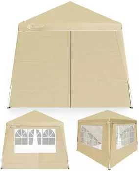 Casaria Pavillon-Set 3 x 3 m mit 4 Seitenteilen Polyester beige