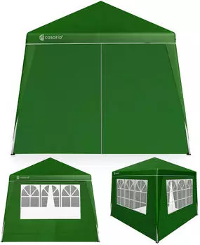 Casaria Pavillon-Set 3 x 3 m mit 4 Seitenteilen Polyester gr&uuml;n