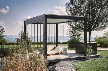 Biohort Pergola B 312 x T 367,5 x H 255 cm (Gr. 3x3,5) Rahmen: quarzgrau-metallic / Dachlamellen: silber-metallic