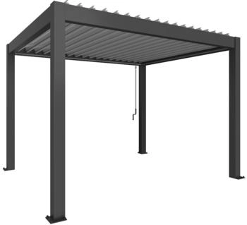 Biohort Pergola B 367,5 x T 312 x H 255 cm (Gr. 3,5x3) Rahmen: dunkelgrau-metallic / Dachlamellen: silber-metallic