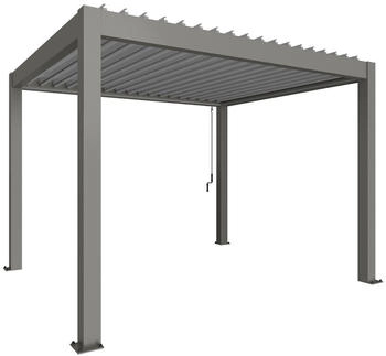 Biohort Pergola B 367,5 x T 312 x H 255 cm (Gr. 3,5x3) Rahmen: quarzgrau-metallic / Dachlamellen: silber-metallic