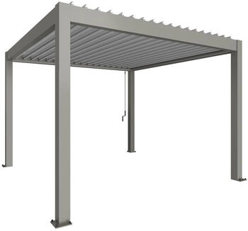 Biohort Pergola B 367,5 x T 367,5 x H 255 cm (Gr. 3,5x3,5) Rahmen: quarzgrau-metallic / Dachlamellen: silber-metallic