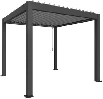 Biohort Pergola B 312 x T 312 x H 255 cm (Gr. 3x3) Rahmen: dunkelgrau-metallic / Dachlamellen: silber-metallic