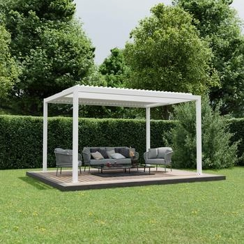 Ximax Pergola Shade Aluminium elektrisch 300 x 400 cm wei&szlig; mit Beleuchtung