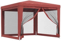 vidaXL Partyzelt mit 4 Mesh-Seitenw&auml;nden Rot 3x3 m HDPE