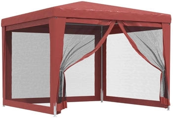 vidaXL Partyzelt mit 4 Mesh-Seitenwänden rot 3 x 3 m HDPE