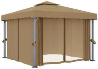 vidaXL Pavillon mit Vorhang 3x3 m Taupe Aluminium