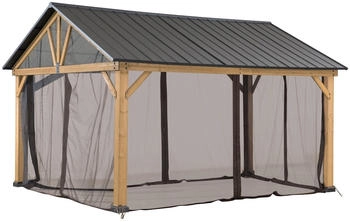 Sunjoy Zedernholz Gazebo Netz 335 x 399 cm khaki