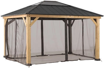 Sunjoy Zedernholz Gazebo Netz 393 x 452 cm khaki