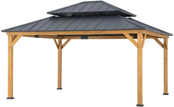 Sunjoy Gazebo Trivor Zedernholz 390 x 450 cm anthrazit