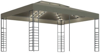 vidaXL Pavillon mit LED-Lichterketten 3 x 4 m taupe