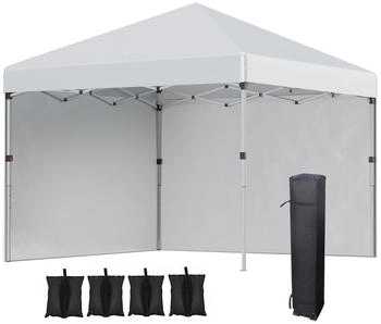 Outsunny Faltpavillon Metall 297 x 274 x 297 cm hellgrau (800000742803)