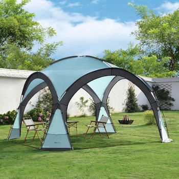 pro.tec Pavillon Textil 345 x 247 x 345 cm hellblau/dunkelgrau (800000538445) – Robuste Konstruktion für langanhaltenden Schutz