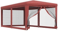 Partyzelt Mit 6 Mesh-seitenw&auml;nden Rot 3x6 M Hdpe - Vidaxl