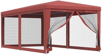 vidaXL Partyzelt mit 6 Mesh-Seitenwänden rot 3 x 6 m HDPE