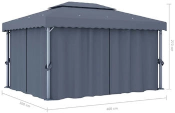 vidaXL Pavillon mit Vorhang 4 x 3 m anthrazit Aluminium – vidaXL Pavillon mit Vorhang 4 x 3 m anthrazit Aluminium - Eleganter Schattenspender für Ihren Garten