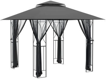 vidaXL Pavillon mit Seitenwänden anthrazit 300 x 300 x 270 cm Stahl
