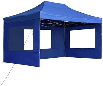 vidaXL Profi-Partyzelt faltbar mit Wänden Aluminium 4,5 x 3 m blau