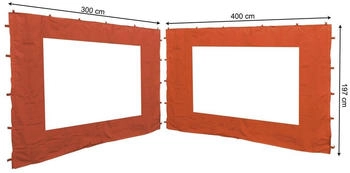 QUICK STAR 2 Seitenteile mit PE Fenster 300/400x197cm für Rank Pavillon 3x4m Terra / Rotorange