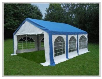 Stabilepartyzelte Modularpavillon Pro PVC 4,00 x 6,00 m inkl. Seitenteile mit Fenster blau