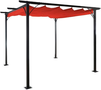 Mendler Pergola HWC-C42 6 cm Gestell + Schiebedach 3,5 x 3,5 m terracotta