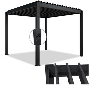Juskys Lamellendach Tahiti 3 x 3 m Stahl anthrazit