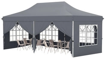 Costway 3x6m mit 6 abnehmbaren Seitenw?nden wasserabweisend stabil grau