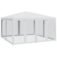 vidaXL Partyzelt mit 8 Mesh-Seitenteilen Wei&szlig; 4x4 m HDPE