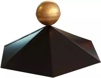 Karibu Pavillon Dachhaube 6-Eck Schwarz mit Messingkugel (64944)