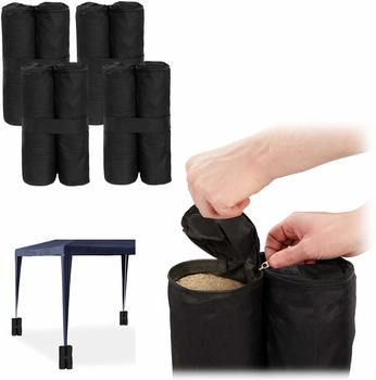 Relaxdays Pavillon Gewichte 4er Set, befüllbar mit Sand oder Steinen, 10 kg je Fuß, schwarz (10027881)