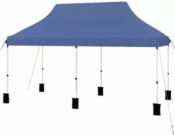 Costway 3x6m wasserabweisend stabil UV-Schutz 50+ höhenverstellbar mit Tragetasche Blau