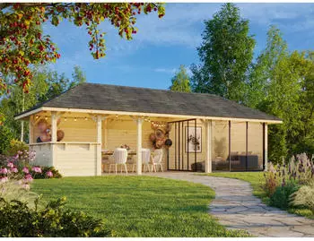 Palmako Pavillon Bianca 24,9 m&sup2; Set 515 Slide Plus mit Isolierglas-Schiebet&uuml;ren Lackierung in wei&szlig;
