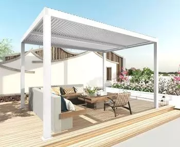 Heute Wohnen Pergola HWC-L46 Gartenpavillon Lamellen-Pavillon Alu Regenrinne sturmfest