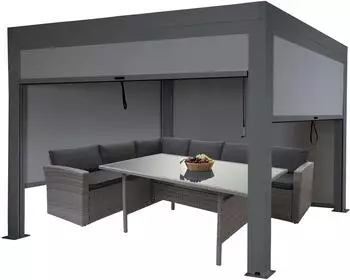 Heute Wohnen Pergola HWC-L46 mit Seitenwand Gartenpavillon Pavillon Rollo Alu