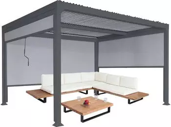 Heute Wohnen Alu Pergola HWC-L41 mit 3x Seitenwand 8cm-Metall-Gestell 3x3m/3x3,7m/3x6m