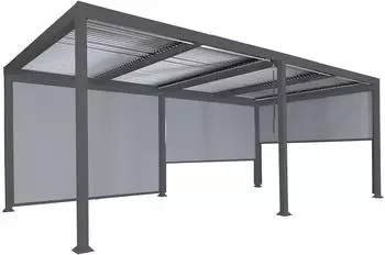 Heute Wohnen Alu Pergola HWC-L41 mit 3x Seitenwand Lamellen-Pavillon 8cm-Metall-Gestell 3x6m anthrazit