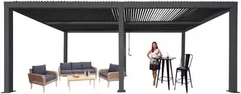 Heute Wohnen Pergola HWC-L46 Gartenpavillon Lamellen-Pavillon 11cm-Aluminium-Gestell 3x6m anthrazit