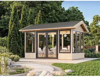Palmako Pavillon Isabella 10,9 m² 401 x 303 cm tauchgrundiert braun