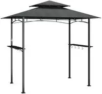 vidaXL Grillpavillon mit Seitenregalen Anthrazit 240x150x243 cm Stahl